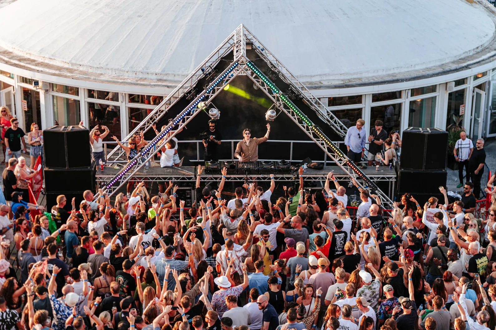 Crowd dancing on Bournemouth Pier